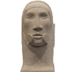 stone sculpture of Inupiaq man with labrets