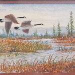 small painting of flying geese