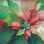 watercolor painting of poinsettia